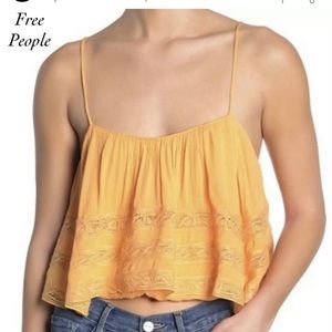 Free People Cropped Orange Camisole Boho Tank Medium
